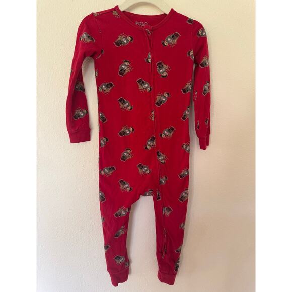 Polo Ralph Lauren sled bear print footless zipper pajamas size 18-24 months - Picture 2 of 4
